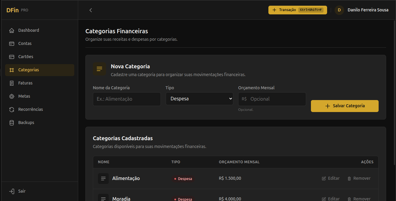 Categorias de Gastos
