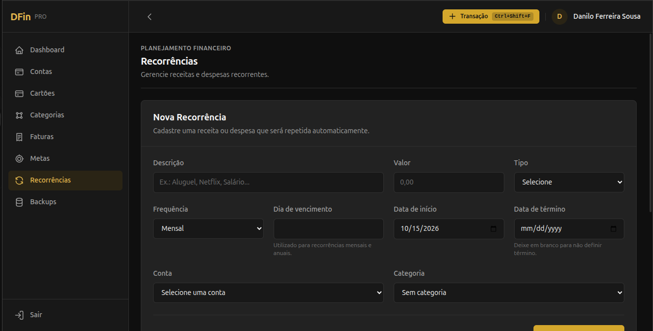 Lançamentos Recorrentes